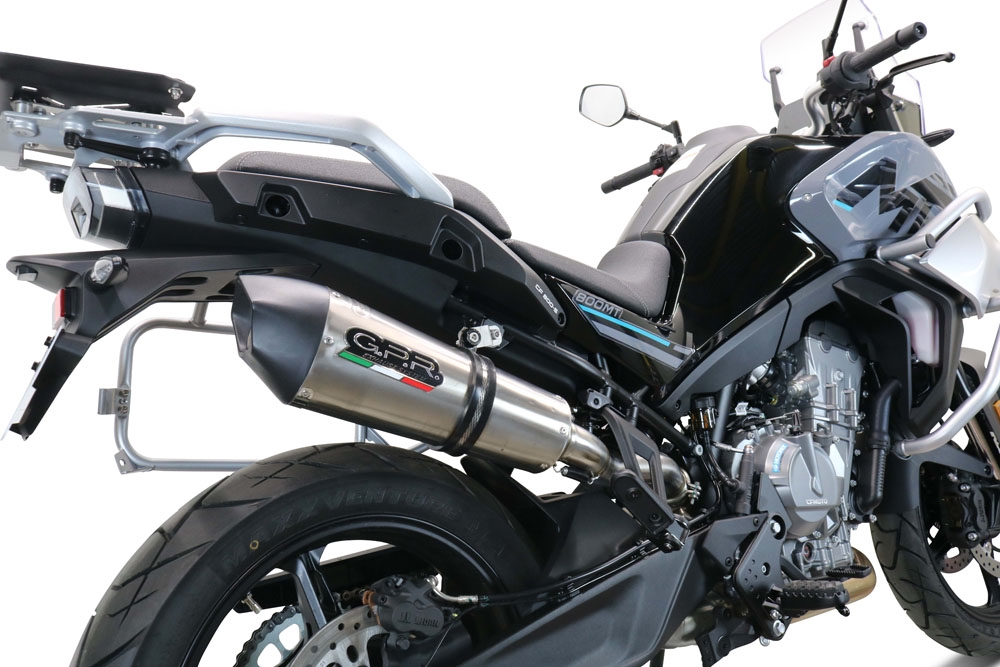 Exhaust compatible with Cf Moto 800 Mt Touring 2022-2024, GP Evo4 Titanium, Homologated legal slip-on exhaust including removable db killer and link pipe 
