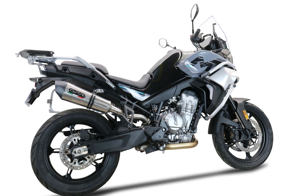 Exhaust compatible with Cf Moto 800 Mt Touring 2022-2024, GP Evo4 Titanium, Homologated legal slip-on exhaust including removable db killer and link pipe 