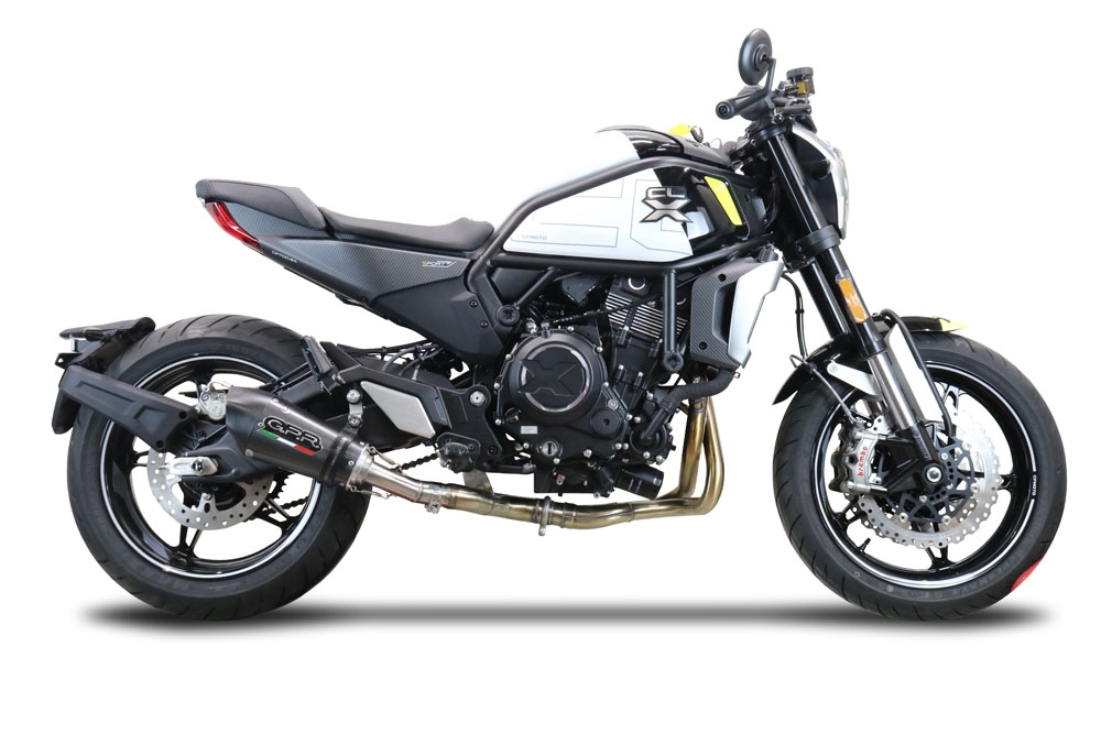 Exhaust compatible with Cf Moto 700 CL-X Adv 2022-2024, Gpe Ann. Poppy, Mid-full system exhaust legal for UK and non-EU markets including removable db killer 
