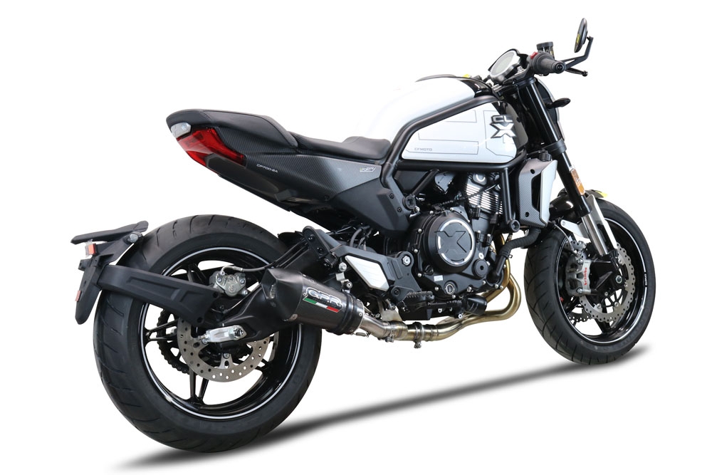 Exhaust compatible with Cf Moto 700 CL-X Adv 2022-2024, Gpe Ann. Poppy, Mid-full system exhaust legal for UK and non-EU markets including removable db killer 