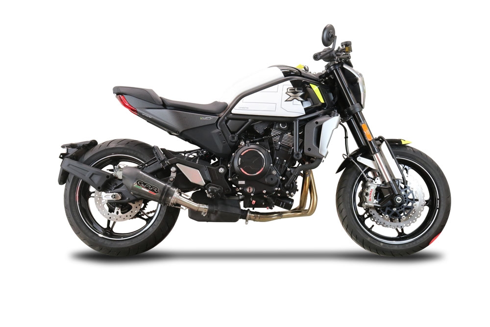 Exhaust compatible with Cf Moto 700 CL-X Adv 2022-2024, Gpe Ann. Poppy, Homologated legal slip-on exhaust including removable db killer and link pipe 