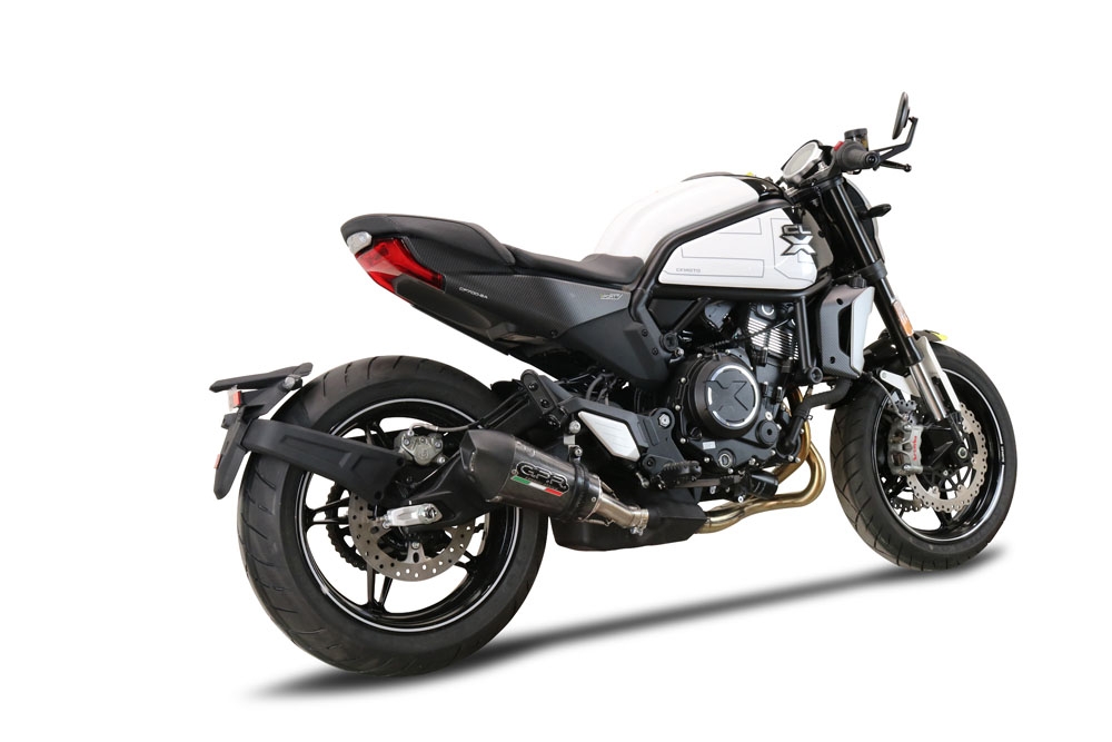 Exhaust compatible with Cf Moto 700 CL-X Adv 2022-2024, Gpe Ann. Poppy, Homologated legal slip-on exhaust including removable db killer and link pipe 