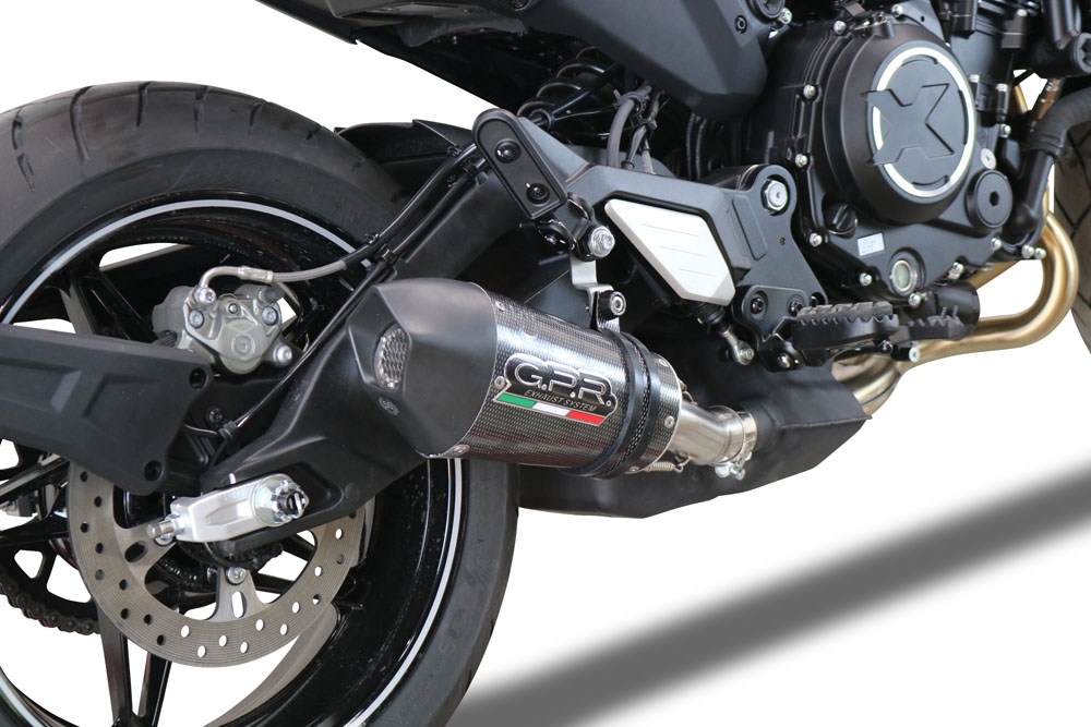 Exhaust compatible with Cf Moto 700 CL-X Adv 2022-2024, Gpe Ann. Poppy, Homologated legal slip-on exhaust including removable db killer and link pipe 