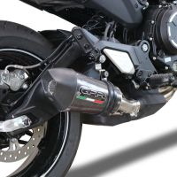 Exhaust compatible with Cf Moto 700 CL-X Adv 2022-2024, Gpe Ann. Poppy, Homologated legal slip-on exhaust including removable db killer and link pipe 