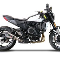 Exhaust compatible with Cf Moto 700 CL-X Adv 2022-2024, Gpe Ann. titanium, Homologated legal slip-on exhaust including removable db killer and link pipe 