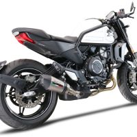 Exhaust compatible with Cf Moto 700 CL-X Adv 2022-2024, Gpe Ann. titanium, Homologated legal slip-on exhaust including removable db killer and link pipe 