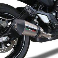 Exhaust compatible with Cf Moto 700 CL-X Adv 2022-2024, Gpe Ann. titanium, Homologated legal slip-on exhaust including removable db killer and link pipe 