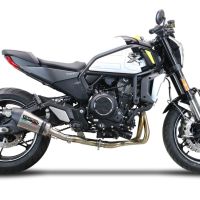 Exhaust compatible with Cf Moto 700 CL-X Adv 2022-2024, Gpe Ann. titanium, Mid-full system exhaust legal for UK and non-EU markets including removable db killer 