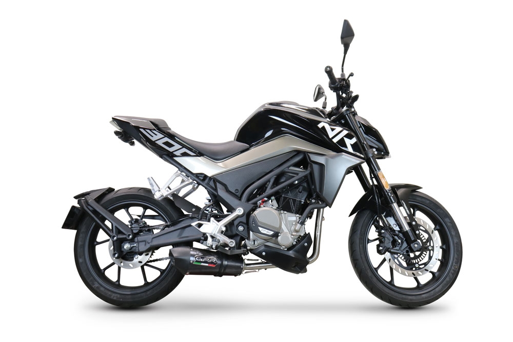 Exhaust compatible with Cf Moto 300 NK 2022-2024, GP Evo4 Poppy, Homologated legal full system exhaust, including removable db killer and catalyst 