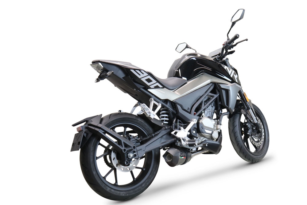 Exhaust compatible with Cf Moto 300 NK 2022-2024, GP Evo4 Poppy, Homologated legal full system exhaust, including removable db killer and catalyst 