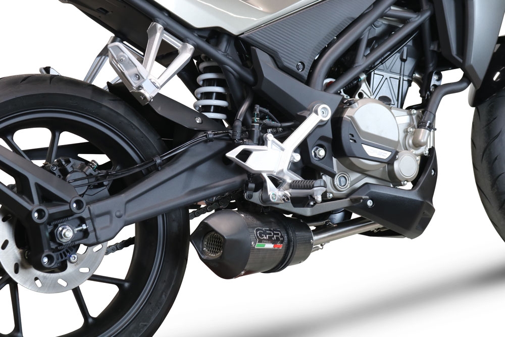 Exhaust compatible with Cf Moto 300 NK 2022-2024, GP Evo4 Poppy, Homologated legal full system exhaust, including removable db killer and catalyst 