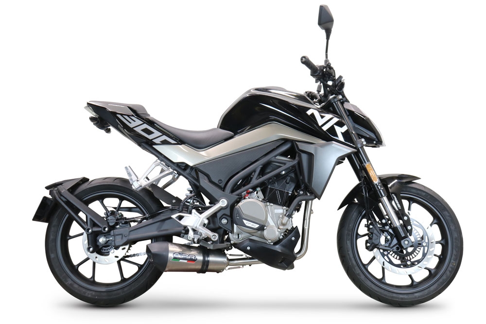 Exhaust compatible with Cf Moto 300 NK 2022-2024, GP Evo4 Titanium, Homologated legal full system exhaust, including removable db killer and catalyst 