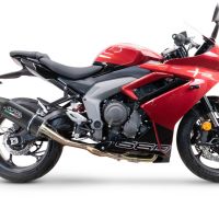 Exhaust compatible with Triumph Daytona 660 2023-2025, Furore Nero, Homologated legal full system exhaust, including removable db killer 