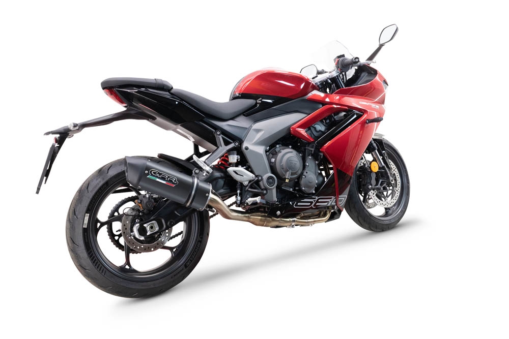 Exhaust compatible with Triumph Daytona 660 2023-2025, Furore Nero, Homologated legal full system exhaust, including removable db killer 