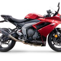 GPR exhaust compatible with  Triumph Daytona 660 2023-2025, M3 Black Titanium, Homologated legal full system exhaust, including removable db killer and catalyst 