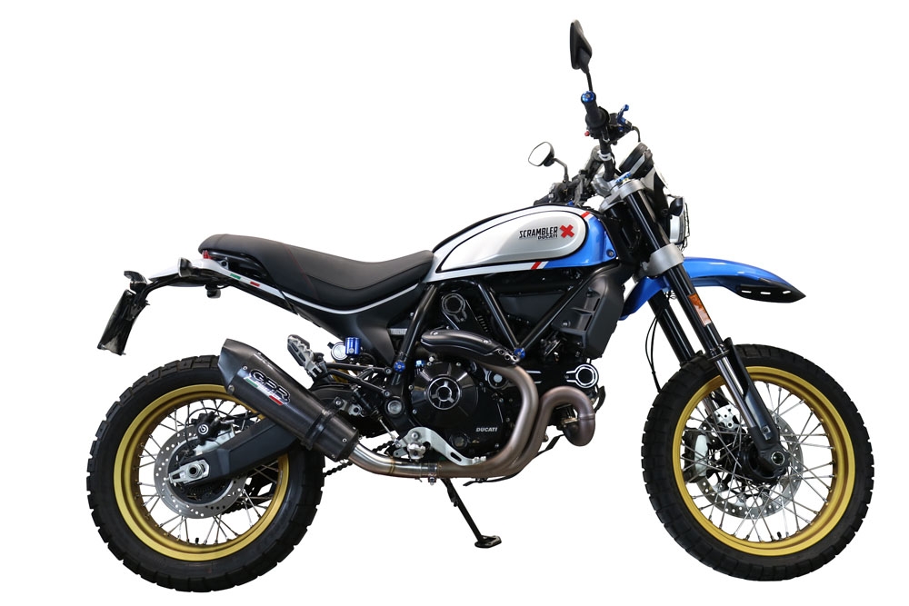 Exhaust compatible with Ducati Scrambler 800 Icon -Icon Dark 2021-2022, Gpe Ann. Poppy, Slip-on exhaust legal for UK and non-EU markets including link pipe and removable db killer 