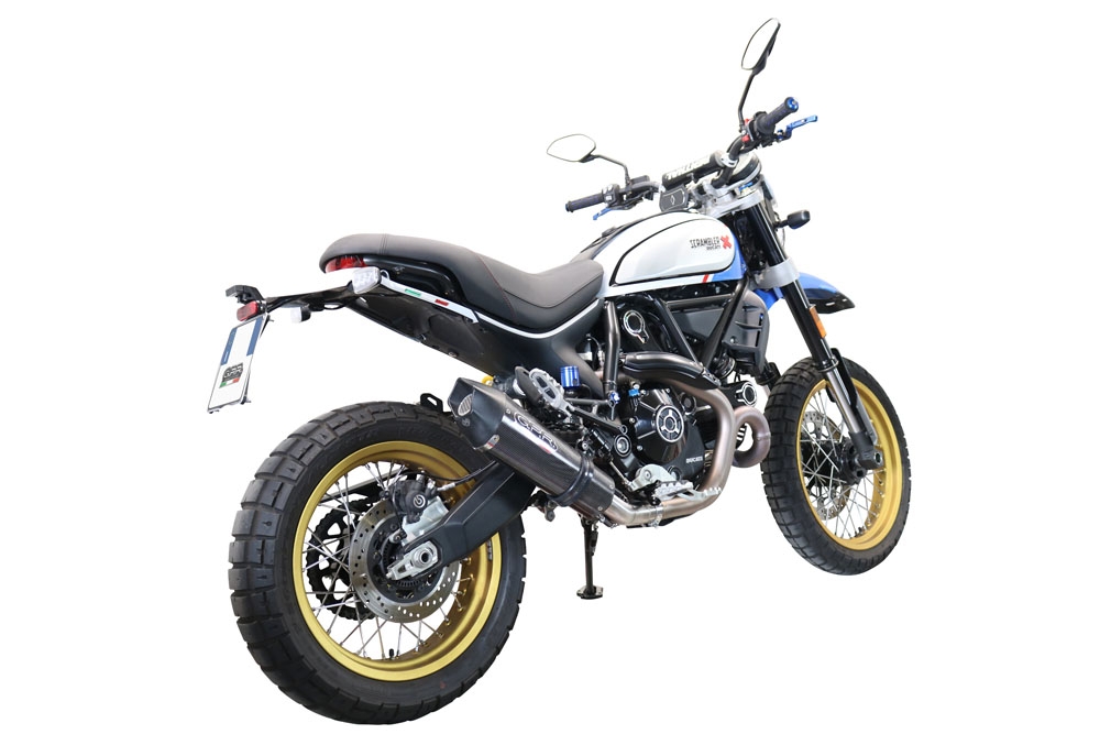 Exhaust compatible with Ducati Scrambler 800 Icon -Icon Dark 2021-2022, Gpe Ann. Poppy, Slip-on exhaust legal for UK and non-EU markets including link pipe and removable db killer 
