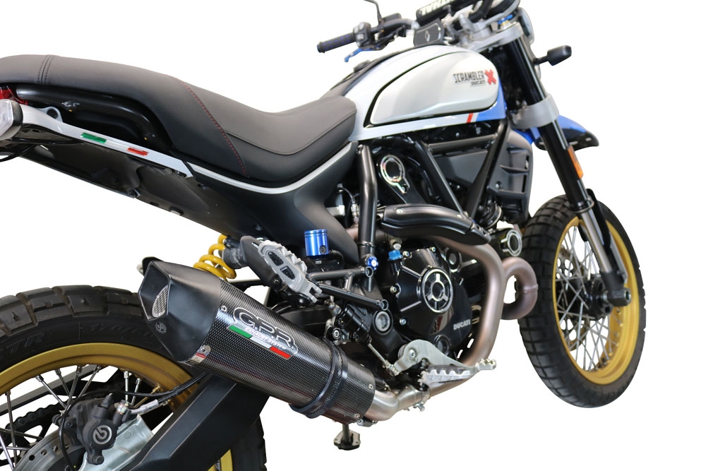 Exhaust compatible with Ducati Scrambler 800 Icon -Icon Dark 2021-2022, Gpe Ann. Poppy, Slip-on exhaust legal for UK and non-EU markets including link pipe and removable db killer 