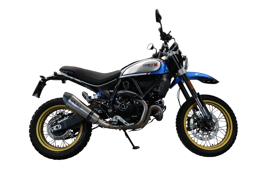 Exhaust compatible with Ducati Scrambler 800 Desert Sled -DS Fasthouse 2021-2024, Gpe Ann. Titanium, Slip-on exhaust legal for UK and non-EU markets including link pipe and removable db killer 
