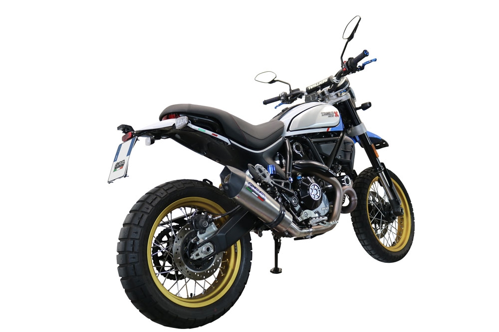 Exhaust compatible with Ducati Scrambler 800 Desert Sled -DS Fasthouse 2021-2024, Gpe Ann. Titanium, Slip-on exhaust legal for UK and non-EU markets including link pipe and removable db killer 
