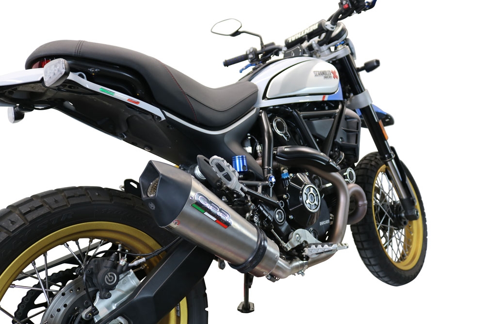 Exhaust compatible with Ducati Scrambler 800 Desert Sled -DS Fasthouse 2021-2024, Gpe Ann. Titanium, Slip-on exhaust legal for UK and non-EU markets including link pipe and removable db killer 