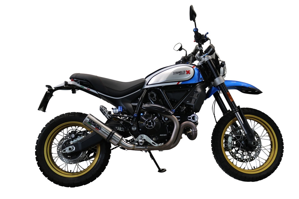 Exhaust compatible with Ducati Scrambler 800 Icon -Icon Dark 2021-2022, M3 Titanium Natural, Homologated legal slip-on exhaust including removable db killer, link pipe and catalyst 