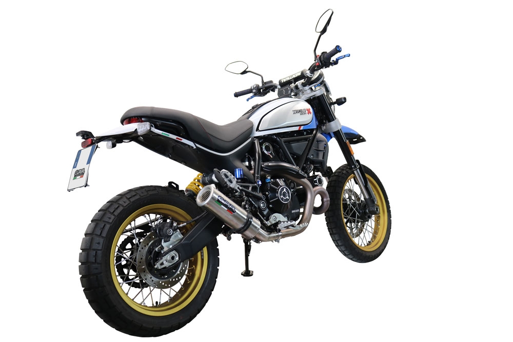 Exhaust compatible with Ducati Scrambler 800 Icon -Icon Dark 2021-2022, M3 Titanium Natural, Homologated legal slip-on exhaust including removable db killer, link pipe and catalyst 