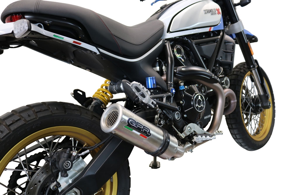 Exhaust compatible with Ducati Scrambler 800 Icon -Icon Dark 2021-2022, M3 Titanium Natural, Homologated legal slip-on exhaust including removable db killer, link pipe and catalyst 