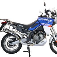 Exhaust compatible with Aprilia Tuareg 660 2021-2024, GP Evo4 Poppy, Homologated legal slip-on exhaust including removable db killer and link pipe 