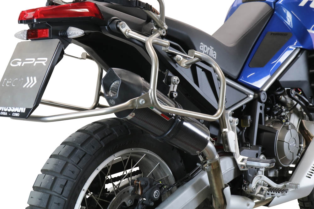 Exhaust compatible with Aprilia Tuareg 660 2021-2024, GP Evo4 Poppy, Homologated legal slip-on exhaust including removable db killer and link pipe 