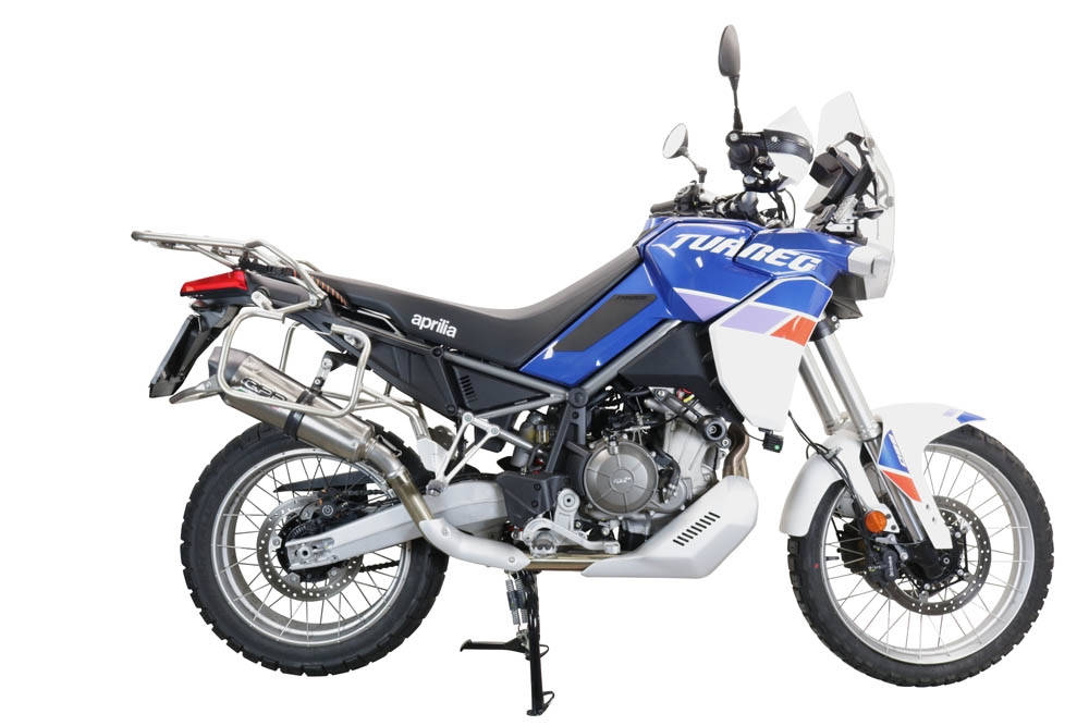 Exhaust compatible with Aprilia Tuareg 660 2021-2024, GP Evo4 Titanium, Homologated legal slip-on exhaust including removable db killer and link pipe 