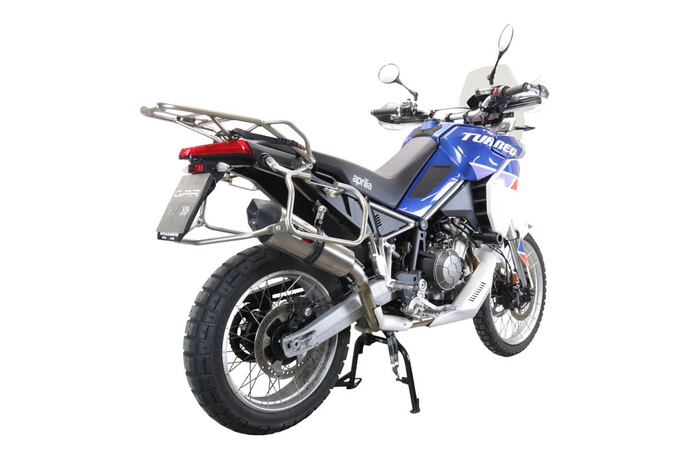 Exhaust compatible with Aprilia Tuareg 660 2021-2024, GP Evo4 Titanium, Homologated legal slip-on exhaust including removable db killer and link pipe 