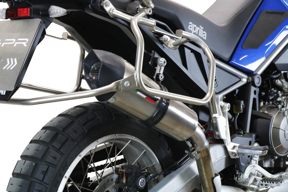 Exhaust compatible with Aprilia Tuareg 660 2021-2024, GP Evo4 Titanium, Homologated legal slip-on exhaust including removable db killer and link pipe 