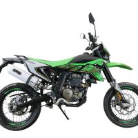 Exhaust compatible with KL MOTOR KXE 125 2022-2023, Albus Evo4, Slip-on exhaust legal for UK and non-EU markets including link pipe and removable db killer 
