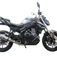 Exhaust compatible with Voge 500R 2021-2024, GP Evo4 Titanium, Homologated legal slip-on exhaust including removable db killer and link pipe 
