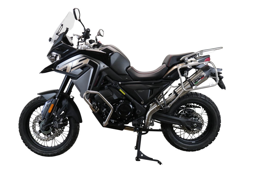 Exhaust compatible with Voge 650DSX 2021-2024, GP Evo4 Titanium, Homologated legal slip-on exhaust including removable db killer, link pipe and catalyst 
