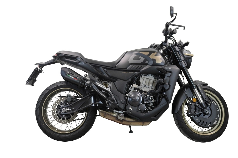 Exhaust compatible with Zontes 350 X1 2022-2024, GP Evo4 Poppy, Homologated legal slip-on exhaust including removable db killer and link pipe 