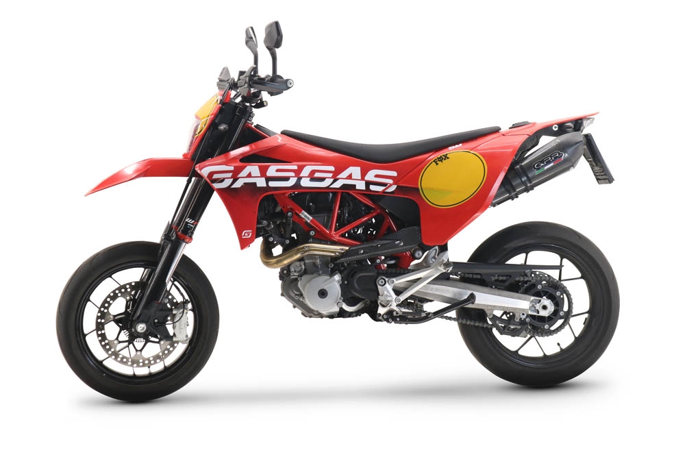Exhaust compatible with Gas Gas ES 700 2023-2024, Gpe Ann. Poppy, Slip-on exhaust legal for UK and non-EU markets including link pipe and removable db killer 
