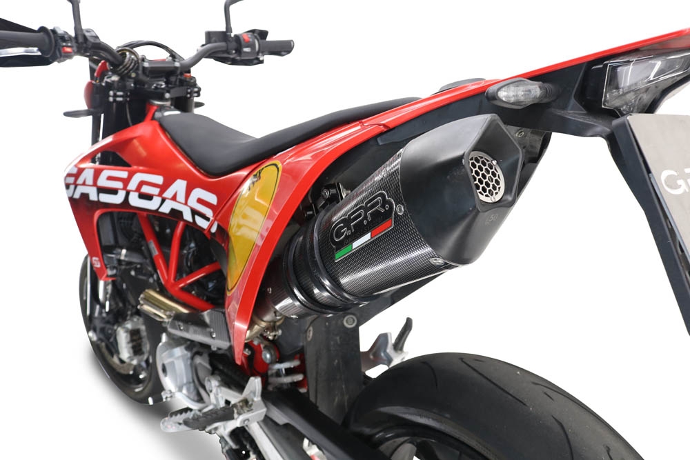 Exhaust compatible with Gas Gas ES 700 2023-2024, Gpe Ann. Poppy, Slip-on exhaust legal for UK and non-EU markets including link pipe and removable db killer 