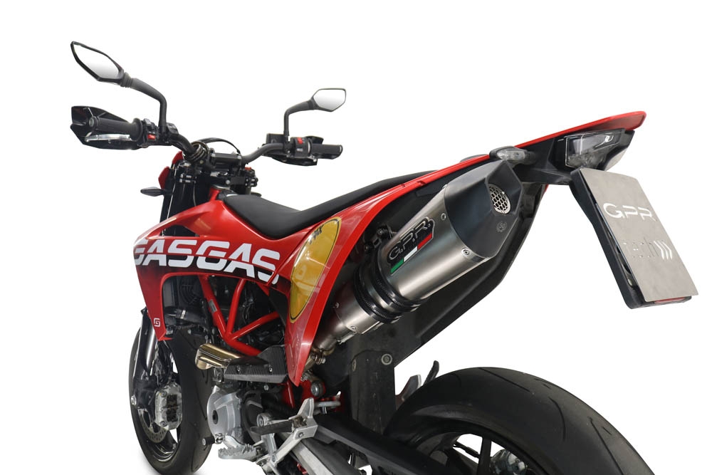 Exhaust compatible with Gas Gas SM 700 2023-2024, Gpe Ann. titanium, Slip-on exhaust legal for UK and non-EU markets including link pipe and removable db killer 