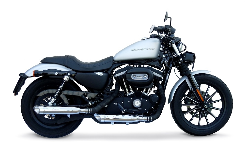 Exhaust compatible with Harley Davidson Sportster 1200 2010-2018, Slash Inox, Dual Homologated legal slip-on exhaust including removable db killers and link pipes 