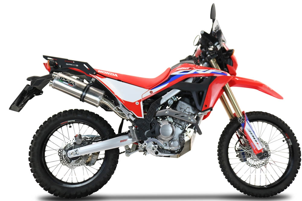 Exhaust compatible with Honda Crf 300 L - Rally 2021-2024, Dual Inox, Homologated legal slip-on exhaust including removable db killer, link pipe and catalyst 