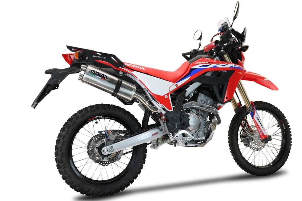 Exhaust compatible with Honda Crf 300 L - Rally 2021-2024, Dual Inox, Homologated legal slip-on exhaust including removable db killer, link pipe and catalyst 