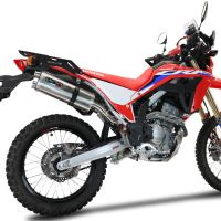 Exhaust compatible with Honda Crf 300 L - Rally 2021-2024, Dual Inox, Homologated legal slip-on exhaust including removable db killer, link pipe and catalyst 