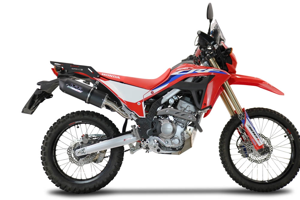 Exhaust compatible with Honda Crf 300 L - Rally 2021-2024, Furore Evo4 Nero, Homologated legal slip-on exhaust including removable db killer, link pipe and catalyst 