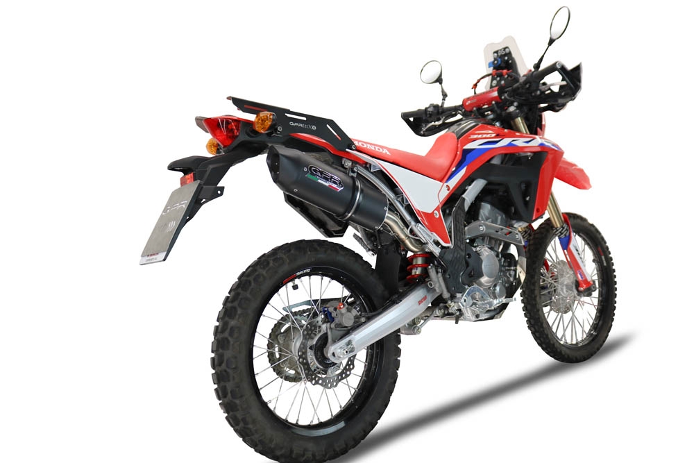 Exhaust compatible with Honda Crf 300 L - Rally 2021-2024, Furore Evo4 Nero, Homologated legal slip-on exhaust including removable db killer, link pipe and catalyst 