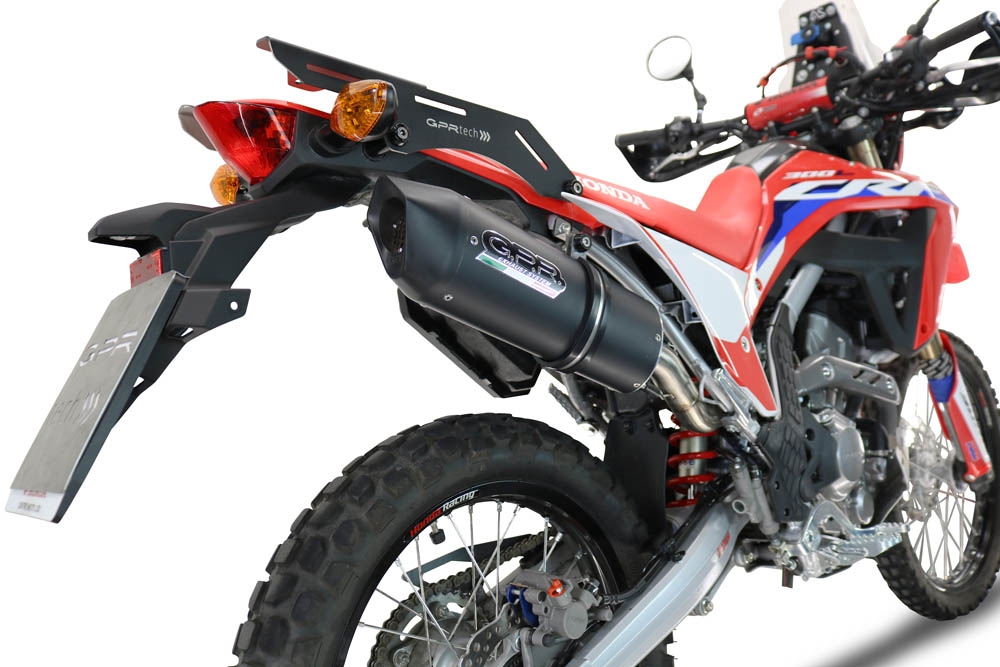 Exhaust compatible with Honda Crf 300 L - Rally 2021-2024, Furore Evo4 Nero, Homologated legal slip-on exhaust including removable db killer, link pipe and catalyst 