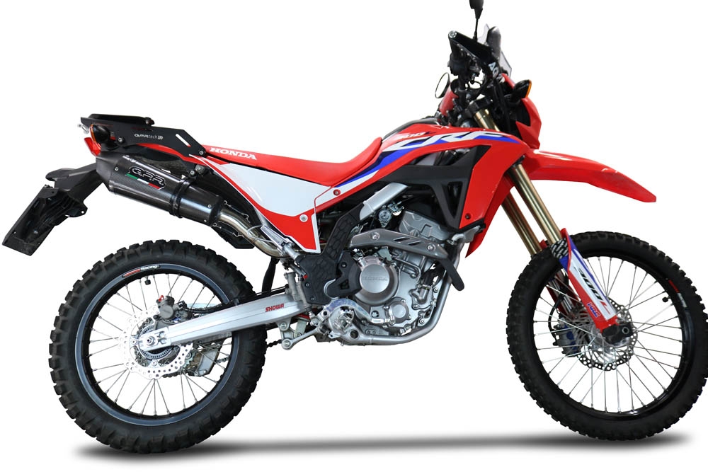 Exhaust compatible with Honda Crf 300 L - Rally 2021-2024, Gpe Ann. Poppy, Slip-on exhaust legal for UK and non-EU markets including link pipe and removable db killer 