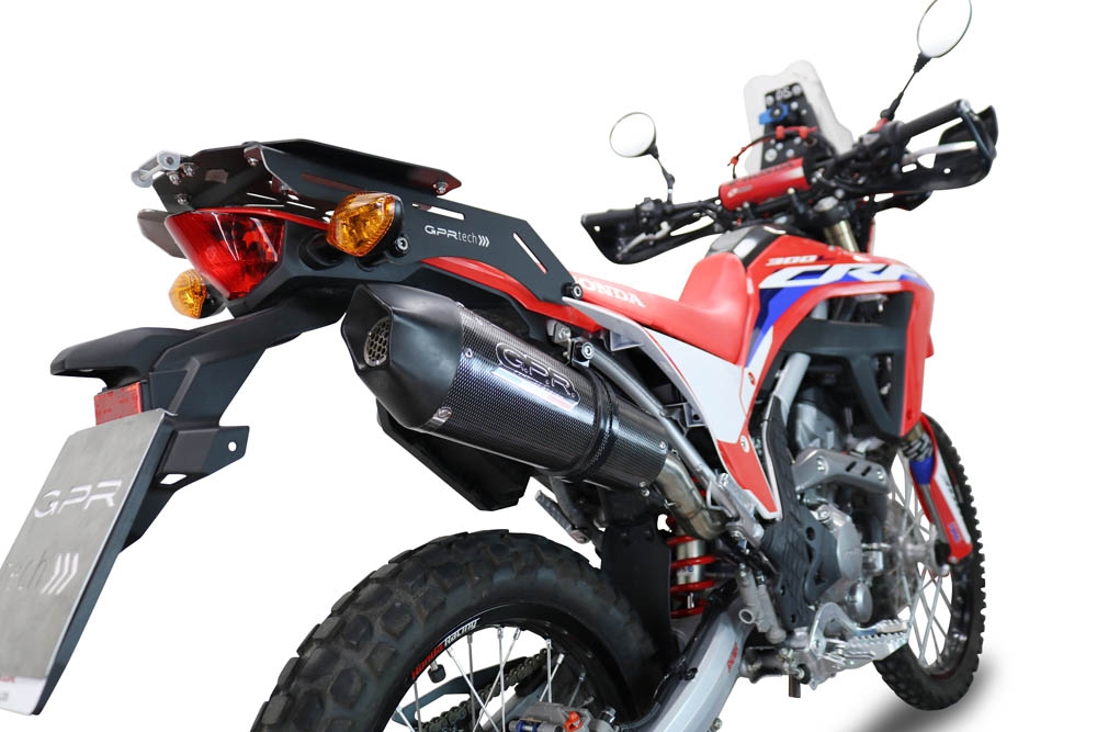 Exhaust compatible with Honda Crf 300 L - Rally 2021-2024, Gpe Ann. Poppy, Slip-on exhaust legal for UK and non-EU markets including link pipe and removable db killer 
