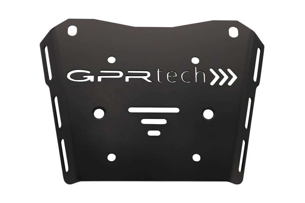 GPR TECH compatible with  Honda Transalp 750  2023/2024 e5 GPR TECH SPECIFIC PLATE IN TITANIUM TOP CASE-ALPITECH 35/55 LT compatible with original luggage rack,titanium made with 4 anchor points